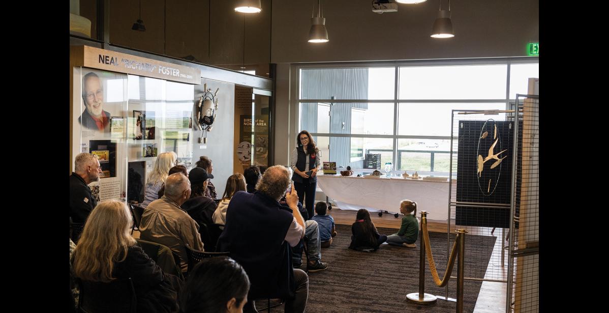Photo by Anna Lionas Dr. Amy Phillips-Chan, former director of the Carrie M. McLain Memorial Museum and editor of the book, returned to Nome to host the event for a group of a couple dozen Nomeites.