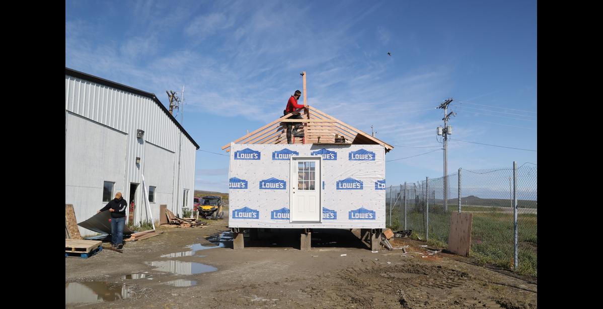 Photo by Anna Lionas NEW– A team of seven came to Nome during August to take apart the old Seppala House and reconstruct a completely new one in the span of a week.