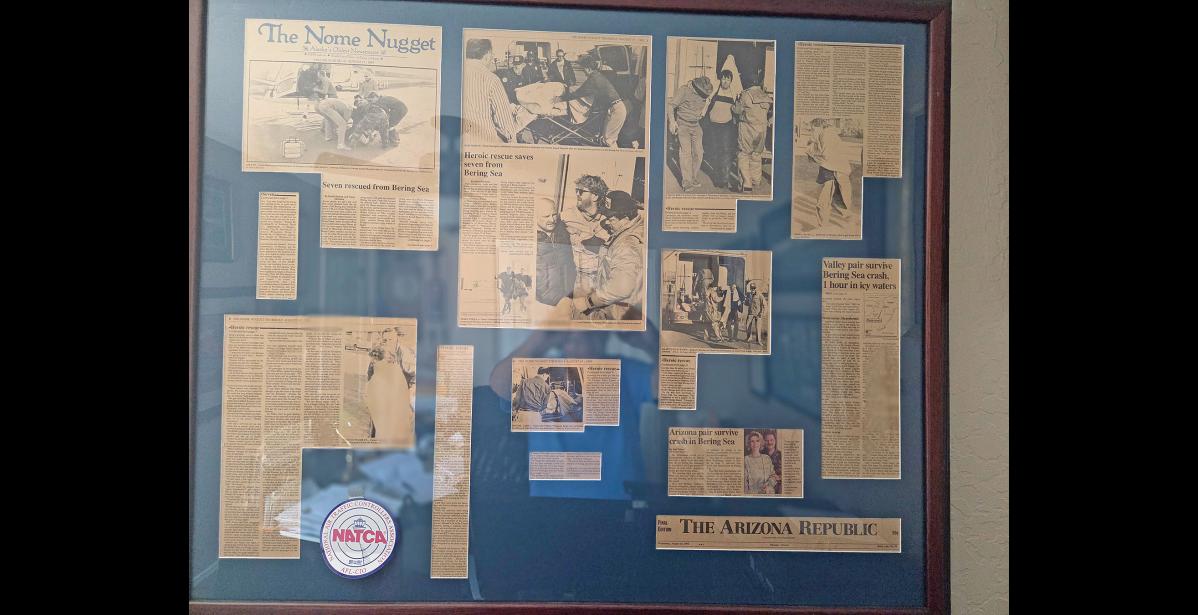 The August 19, 1993 edition of the Nome Nugget, framed in Mr. Anderson's home.