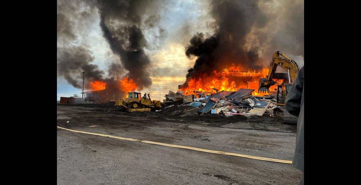 Photo courtesy Tapraq Rock/Keasha Steve ONTAINING THE FLAMES— Tapraq Rock equipment was used to create firebreaks around the perimeter.