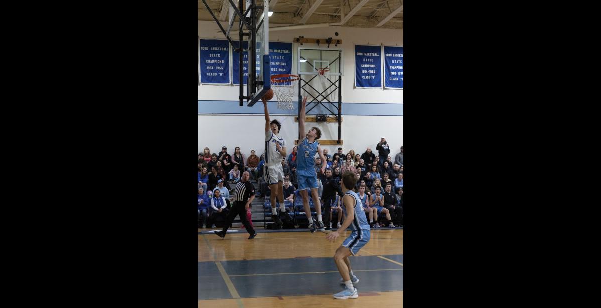 Photo by Ariana Crockett O’Harra JUMPSHOT – Peyton Weyiouanna goes for a basket during the Nanooks’ game against the Valdez Buccaneers on Saturday, January 10 at the annual Subway Showdown.