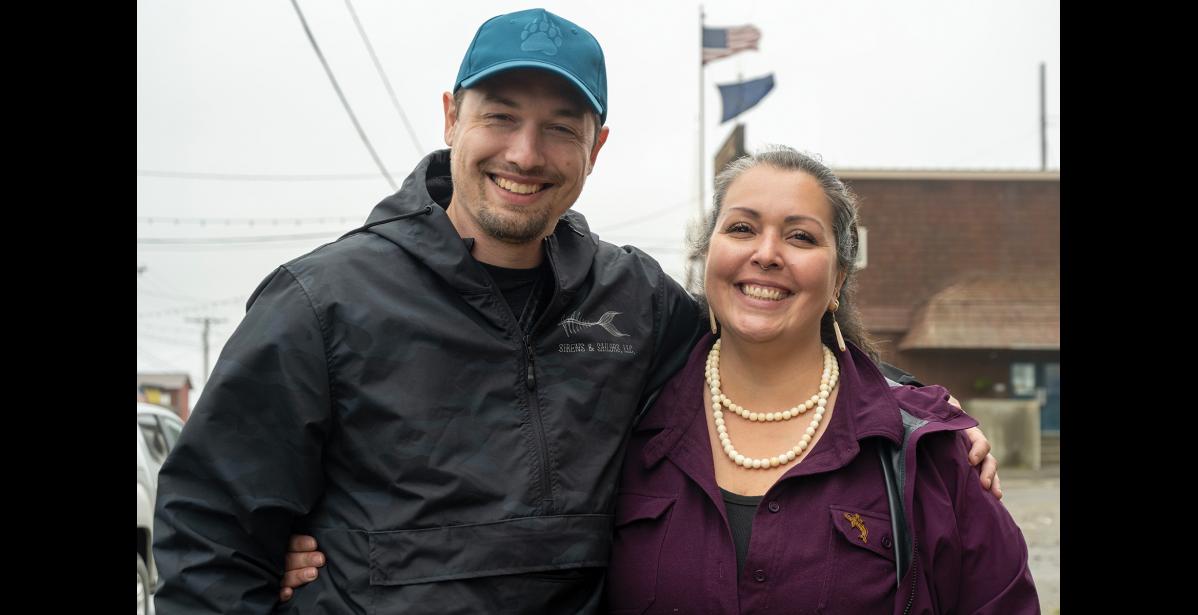 CAMPAIGNING— Running mate Chris Steere and gubernatorial candidate Meda Dewitt were in Nome for a campaign stop on August 2-3, 2026. Photo by Ariana Crockett O'Harra