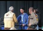KEY NOTE— Pete Kaiser, 2019 Iditarod champion, receives gifts from Alaska Federation of Natives Co-chairman Will Mayo after his keynote address.